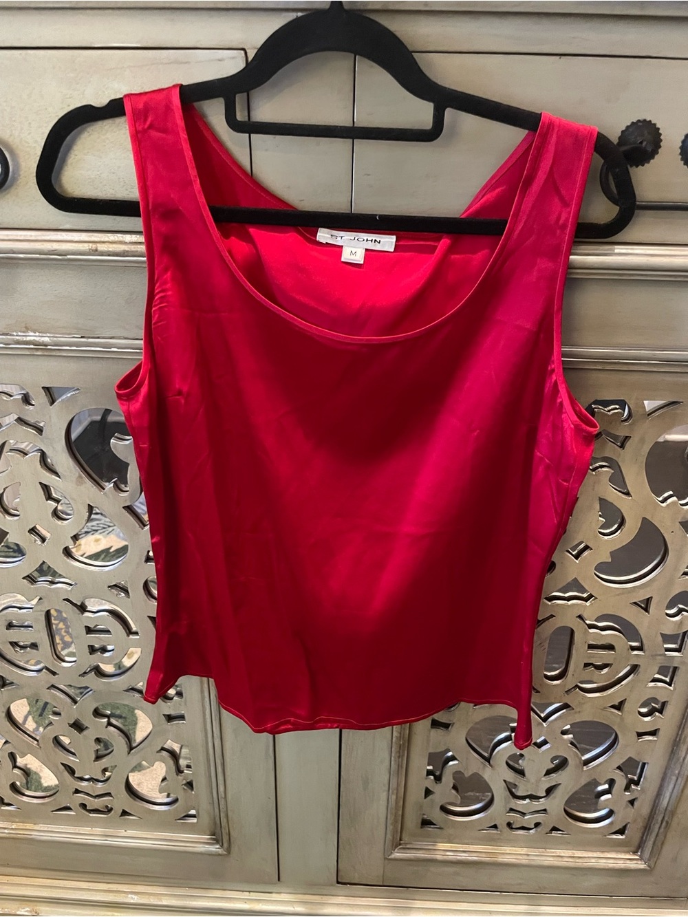 Classic St John Silk Scoop Neck Tank Top - Red